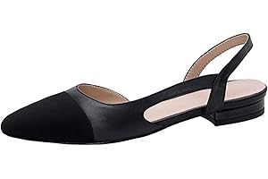 MICIFA slingback flats for women, Round Toe Low heel Sandals Fashion Splicing Dress Shoes for Women