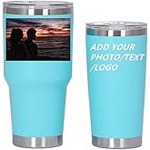 SilkWsy Custom Photo Tumbler Personalized Valentines Day Gifts for Him&Her Insulated Travel Coffee Mug with Any Picture&Text Multiple Color Options 20/30oz