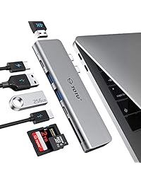 TOTU   Adaptador USB 7 en 1 para MacBook Pro USB C HUB a HDMI 4K, Thunderbolt 3 100 W PD 40 Gbps 5 K 60 Hz, USB C 3,0, 2 USB 3,0, 5 Gbps SD TF lector de tarjetas para MacBook Pro 2018 2017 2016