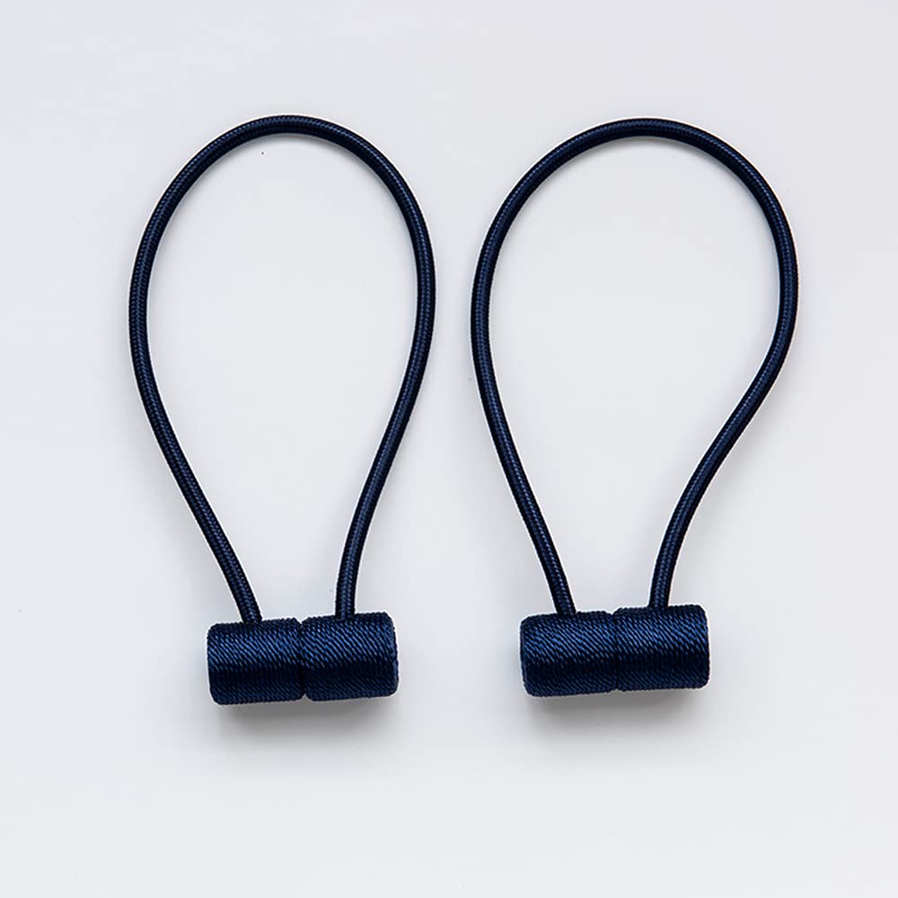 Curtain Tie Backs Strong Magnetic,Metal Curtain Tiebacks Hooks,Tie Clips Curtain Holdbacks Rings for Home Office Window Curtain Straps 1 Pair (navy blue)