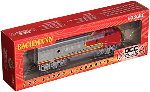 Bachmann Industries F7-A DCC Sound Value Equipped HO Scale Diesel Santa Fe Locomotive, Red/Silver