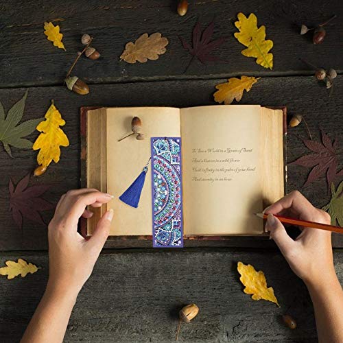 DIY Beaded Bookmarks with 5D Diamond Painting Christmas Gifts Special Shaped Diamond Painting Leather Bookmark Tassel Book Marks Gift for Mosaic Making Art Craft for Kids Adults Beginner