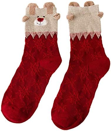 Kingspinner 1 Pair Women Cute Winter Socks Christmas Print Multi-Color Cotton Socks Ankle Socks