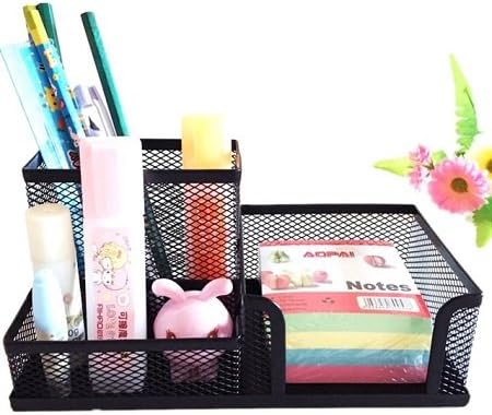 Onmall Multipurpose Pen Stand for Study Table Metal Office Table Desk Accessories Organizers 1pc Black