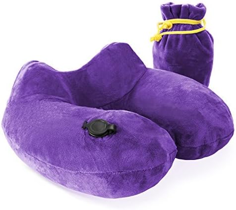 Restoration Inflatable Travel Neck Pillow - Best Traveling Pillow For Neck Pain Relief &amp; Orthopedic Support - Purple by Restoration
