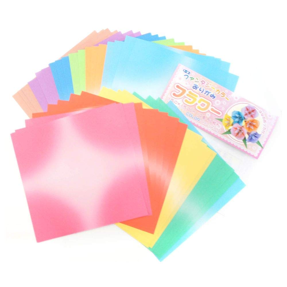 Toyo Origami, Fantasy Color Flower 15 cm x 15 cm, 10 Colors, 5 Each