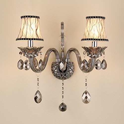 Single / Double Head Crystal Wall Lamp European Living Room Background Wall LED Candle Light Luxury Bedroom Bedside Lamp ( Size : Double Head )