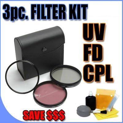 3 Piece Filter Kit UV, FD, CPL 37mm Filters w/ Hard Case for Sony Handycam MiniDV Camcorders