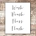 Bathroom Decor Wash Brush Floss Flush Art Print - Unframed - 8x10 | Stylish and Functional Art Prints | Perfect for Adding a Fun and Practical Touch to Your Bathroom - Great for Guest Bathrooms