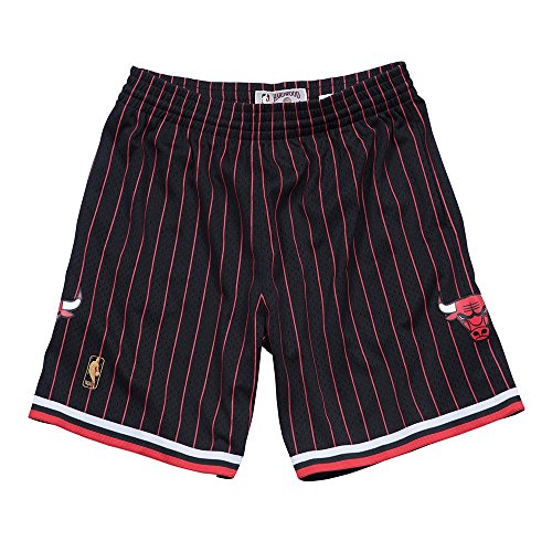 Chicago Bulls Mitchell & Ness Black Pinstripe Swingman Shorts (Large)