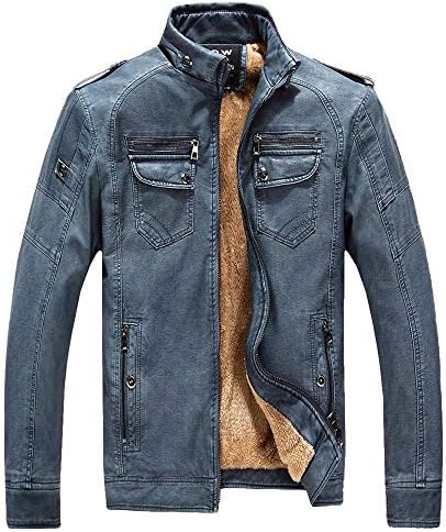 UNYU Mens Leather Jacket Biker Jackets Vintage Leather Coat Moto Jackets Zip Faux Leather Jacket Casual Coat Parka Trench Coats Blazer Windbreaker Outerwear for Autumn Winter