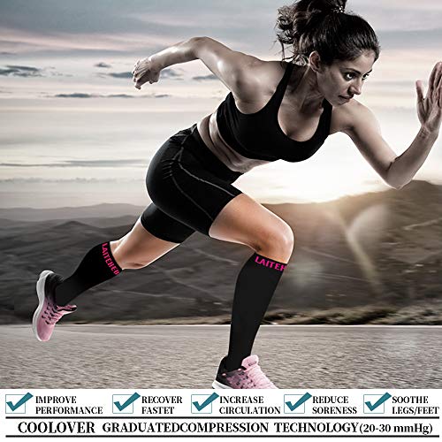 image for COOLOVER Compression Socks,(7 or 8 Pairs) Compression Sock for Women &