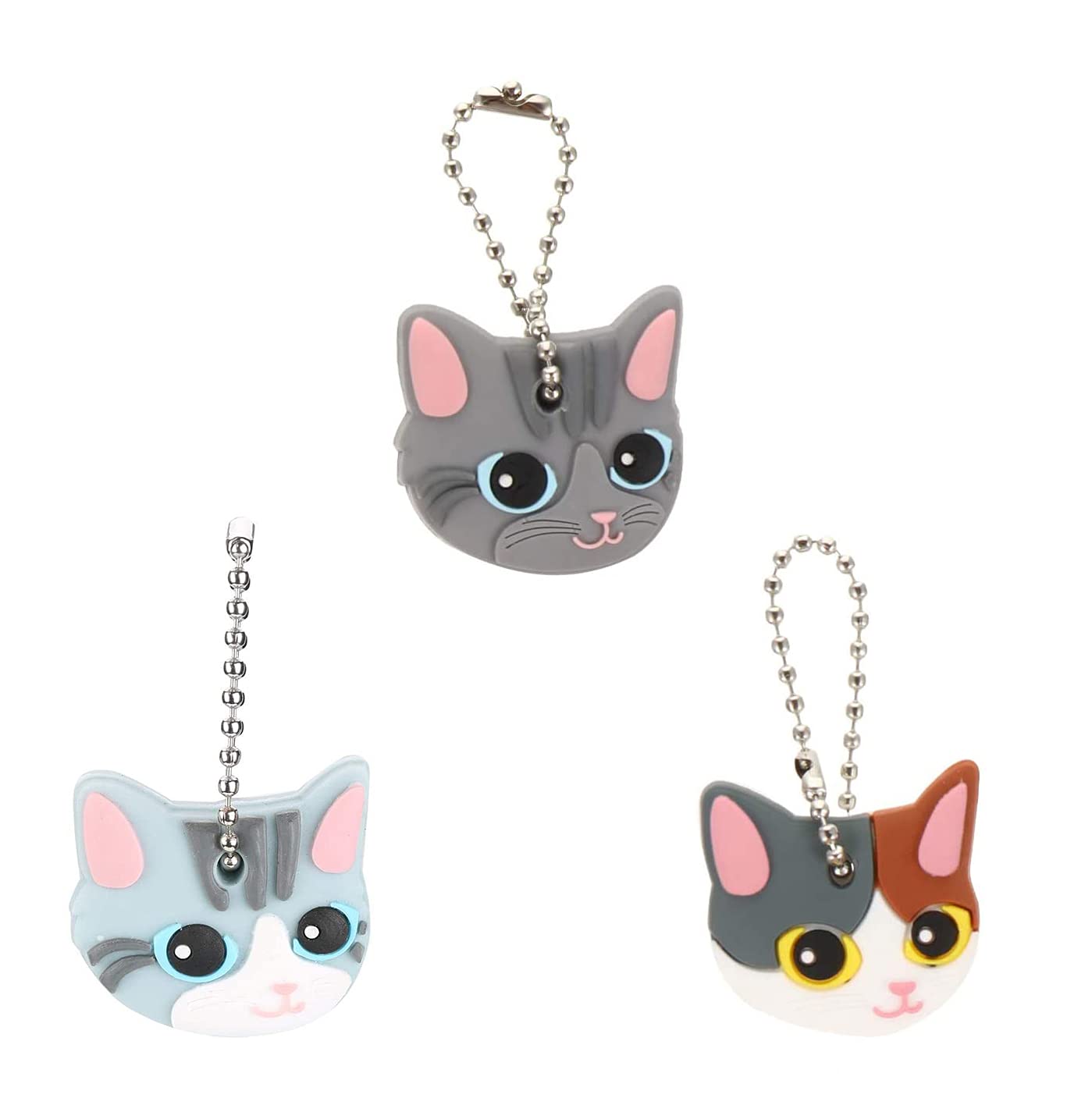 YANGWEN Cartoon Key Covers,3 Styles Cartoon Cute Animals Key Chains Key Cover Cap Silicone Keychains Cat Key Cover