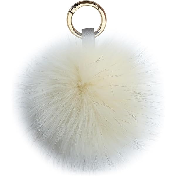 Cute Fur Pom Keychain In 13 Colors - 8cm Ball Bag Charm Key Ring Mujer For Women - Perfect Gift Jewelry (16001
