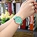 Top Plaza Fashion Women's Analog Watch, PU Leather Band Rose Gold Tone - Turquoise