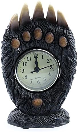 Country Axentz Bear Paw Desk Table Top Clock, 8", Free Standing, Cabin Lodge Decor