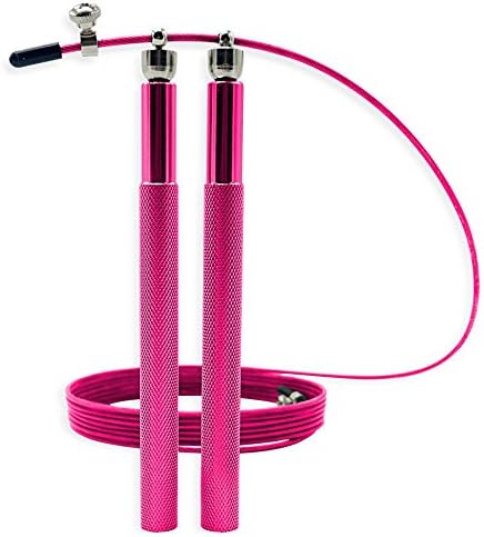 Jump Rope- Adjustable with Ball Bearings & Light Aluminium Handles- Best Skipping Rope for Crossfit Workout Boxing MMA Fitness Training by SPURBO SPORTS (Rose)