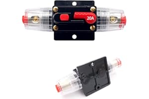 TSUGAMI 20A Car Audio Inline Circuit Breaker Reset Fuse, 12V-48V Vehicle Sound Amplifier Fuse Holder Inverter with Manual Res