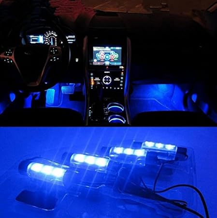Amazon カー用 Ledフロアライト ブルー フロア イルミネーション カーライト カーインテリア 車内装飾用ledライト ナイトロードの視線を釘付け ライト 照明アクセサリー 車 バイク