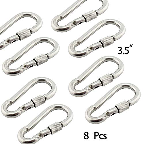 PLRB TOYS 8pcs Locking Carabiners, Heavy Duty Carabiner, 316 Stainless Steel Screw Lock Carabiner Hooks