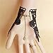 LEFINIS Handmade Gothic Lolita Retro Lace Slave Bracelet Wristband Black Flower Ring