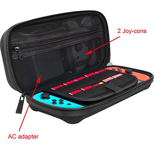 ButterFox-Deluxe-Nintendo-Switch-Travel-Bag-Case-with-room-for-AC-Adapter-and-9-Game-Card-Slots-Black