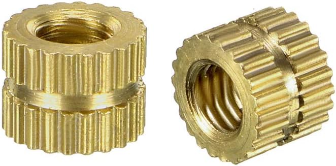 uxcell Knurled Insert Nuts - 80Pcs M3 x 4mm Length x 5.4mm OD Female Thread Brass Threaded Insert Embedment Nut for 3D Printer