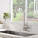 Friho Modern Commercial Lead-Free Stainless Steel Single Lever Handle High Arc Pull Down Sprayer Kitchen Sink Faucet,Brushed Nickel Pull Out Kitchen Faucets With Deck Plate