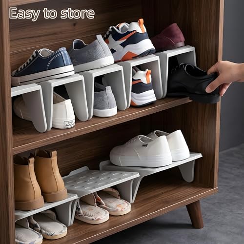 Beauenty 10 pcs Shoe Slots Organizer,Stackable - Durable Shoe Slot Organizer for Closet & Shelf, Space Saver,Fits Most Shoes(Beige)