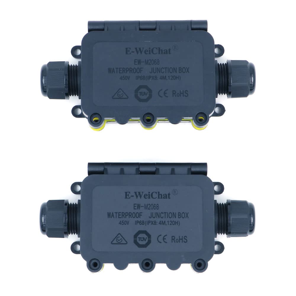 ZONADAH Pack of 2 IP68 Waterproof Electrical Cable Wire Connector Junction Box 2-Way 450V 32A 9-12mm 4M Depth Outdoor Garden Lighting Wiring