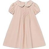 Mud Kingdom Girl Peter Pan Collar Dress Short Puff Sleeve School Uniform Summer Casual