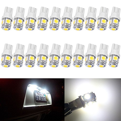 Amazenar 20-pack 24v white replacement stock # 194 t10 168 2825 w…