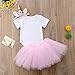 3PCS Unicorn Outfit Newborn Baby Girls 1st Birthday Romper + Tutu Skirt Dress + Headband Clothing Set Pink