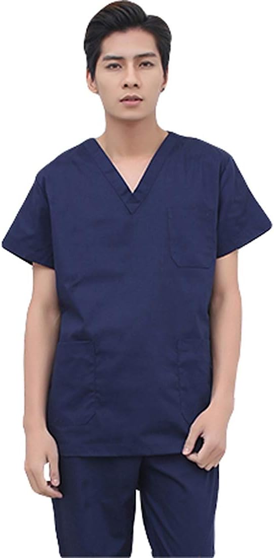 Nati Nurses Healthcare for Man Woman Scrub Set Doctors Medical Uniform Surgical Gown Hospital with V-Neck Top and Long Pants