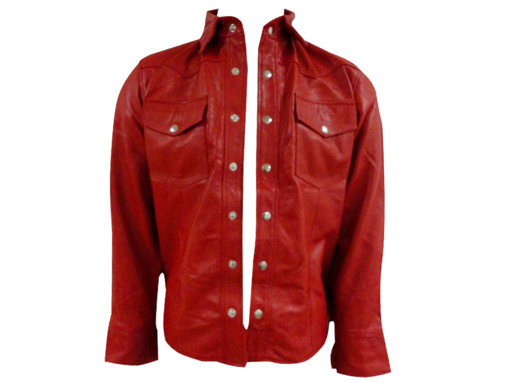 Men's Genuine Lambskin Leather Shirt Real Leather Military Full Sleeves Shirt Jacket RT005
