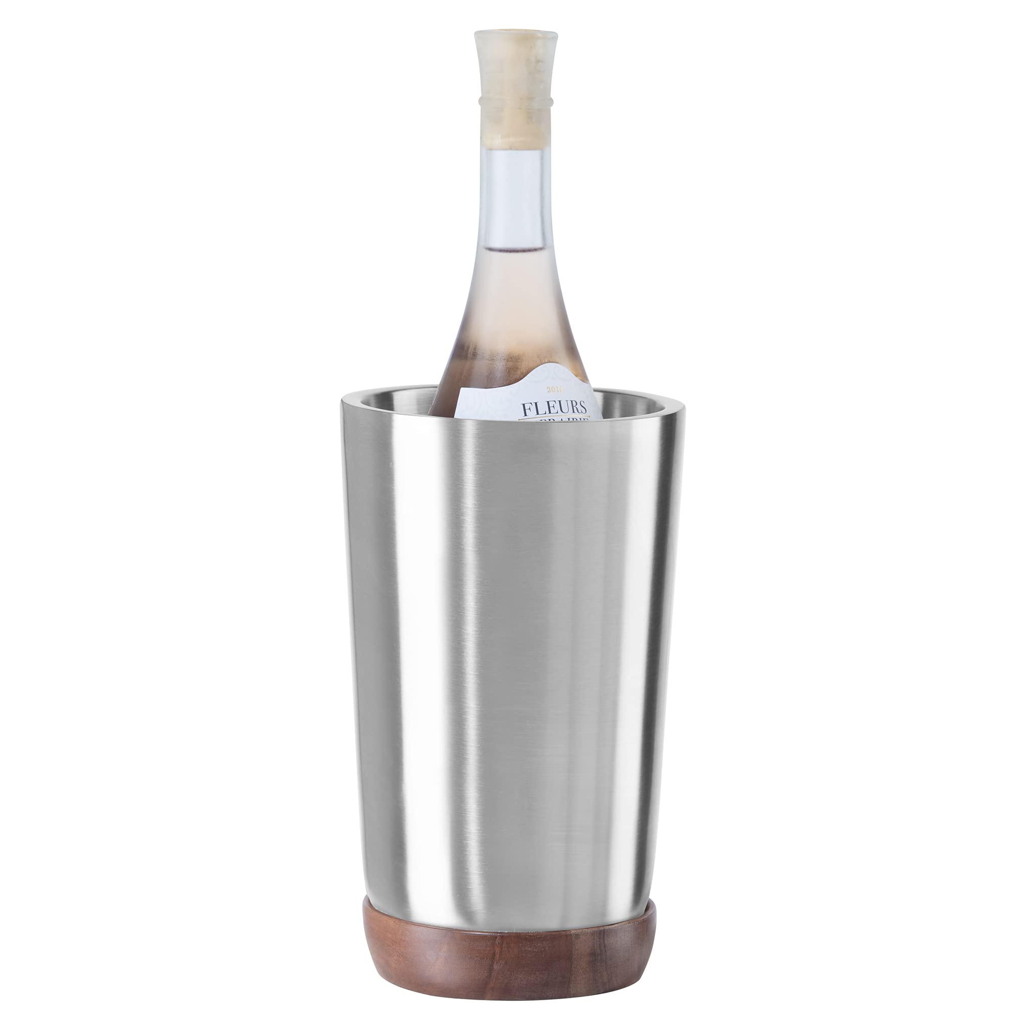 OGGI 7666 Wine Cooler, Stainless Steel, Acacia