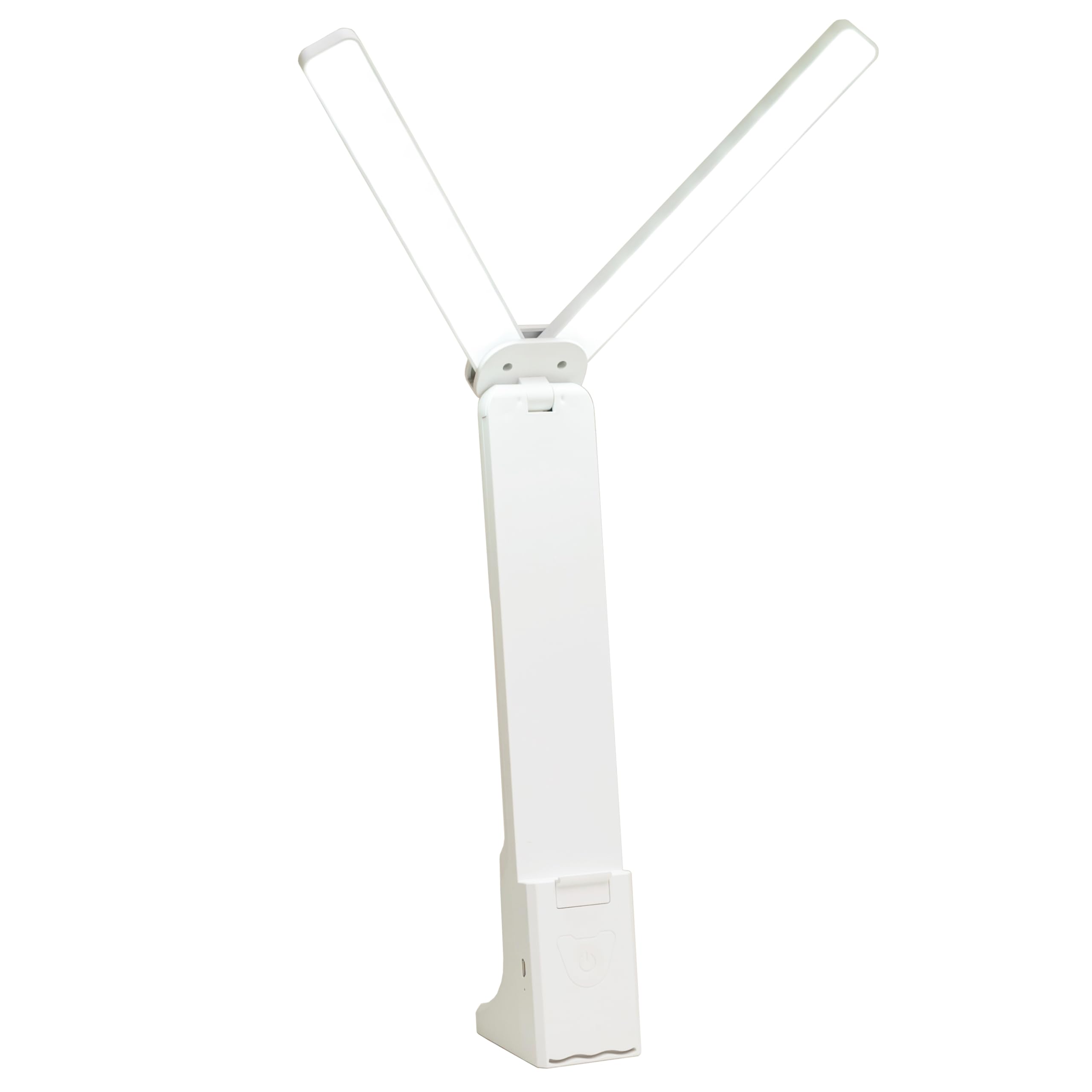 Photo 1 of kvppvt LED Double Head Desk Lamp, Rechargeable Portable Small Table Lamp, Adjustable Light Color and Brightness, USB Powered, LED Light for Work, Reading, Emergency (White)