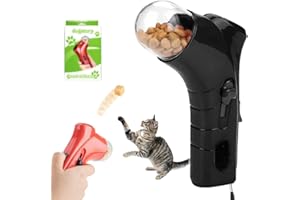 Jytrew Cat Treat Launcher Gun, Cat and Dog Food Shooter Gun, Handheld Interactive Pet Snack Catapult, Fun Cat Ball Dispenser Gun Toy, Kitten Puppy Exercise Training Feeder for Park Walk Home(Black)