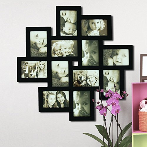 Adeco [PF0206] Decorative Black Wood Wall Hanging Collage Picture Photo