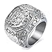 Trendsmax 316L Stainless Steel Signet Ring Carved Cross Crown Silver Tone Finger Ring Gothic Cool Size 9