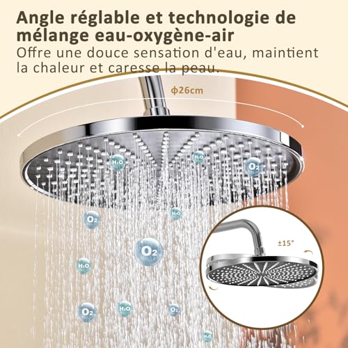 KeeGone Complete Non Thermostatic Shower Set - 26cm Rainfall Shower Head and Triple Function Hand Shower, No Thermostatic Mixer Tap