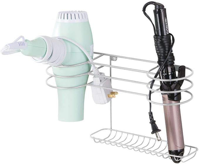mDesign WallMounted Hair Dryer Holder Ideal Curler, Straightener and Blow Dryer Storage