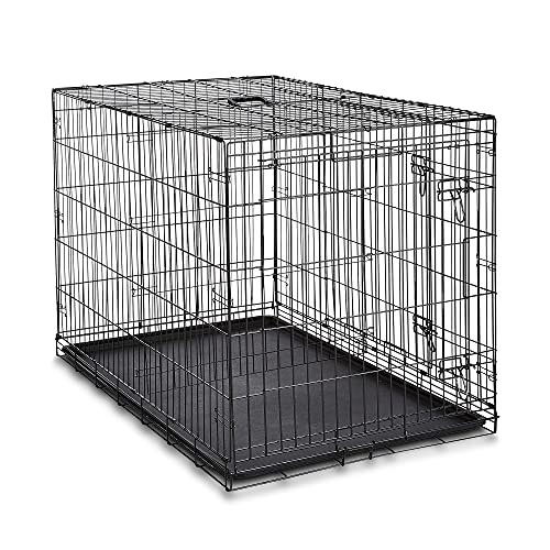 Amazon Basics Double Door Folding Metal Dog Crate Kennel with Liner
