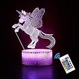 KULIIGHT Unicorn 3D Night Light，Unicorn Gifts 16 Colors Change with Remote Control Optical Illusion Kids Lamp As a Gift Ideas for Kids and Girls Birthday Gifts