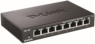 D-Link DES-108 8-Port Fast Ethernet Unmanaged Metal Desktop Switch 10/100Mbps UK