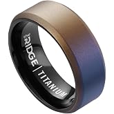 Ridge 8mm Beveled Tungsten Rings For Men - Dual Band Metal Wedding Ring &amp; Silicone Ring, Scratch-Resistant PVD Coating, Convex No-Pinch Fit, Includes Extra Silicone Band (Burnt Titanium, 12)