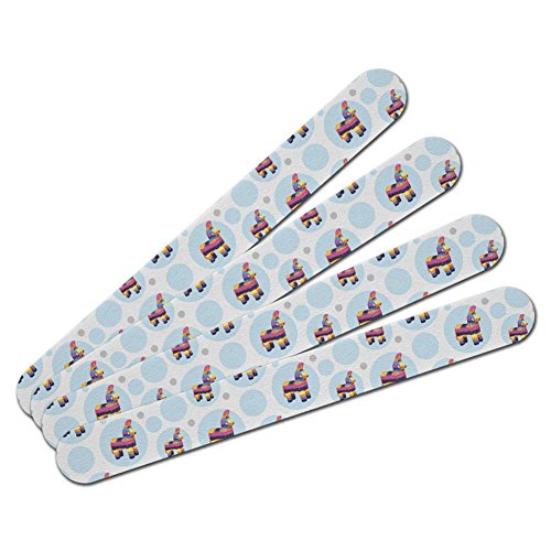 Double-Sided Nail File Emery Board Set 4 Pack - Holiday Mexican Cinco De Mayo - Donkey Pinata Funny Mexican Fiesta