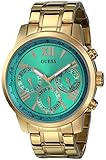 GUESS Women's U0330L5 Gold-Tone Multi-Function Watch with Green Dial
