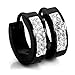 INBLUE Men's Stainless Steel Stud Hoop huggie Earrings CZ Silver Tone Black