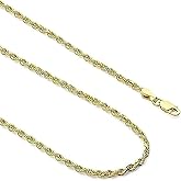 UZICU 14K Rope Chain Solid Yellow Gold Necklace 1.5-3mm Thickness, Lobster Claw Clasp, Jewelry Gift for Men or Women